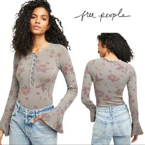 NEW Free People Layer Me Henley Bell Sleeve Top